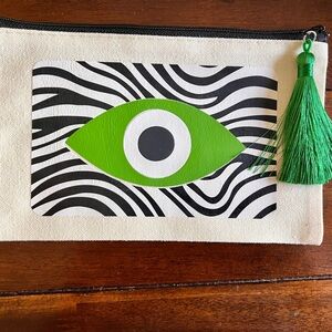 Green Eye Canvas Pouch with Tassel
